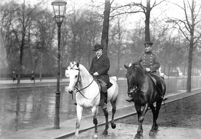 Prince von Bülow, Chancellor of Germany, riding in the Tiergarten, Berlin