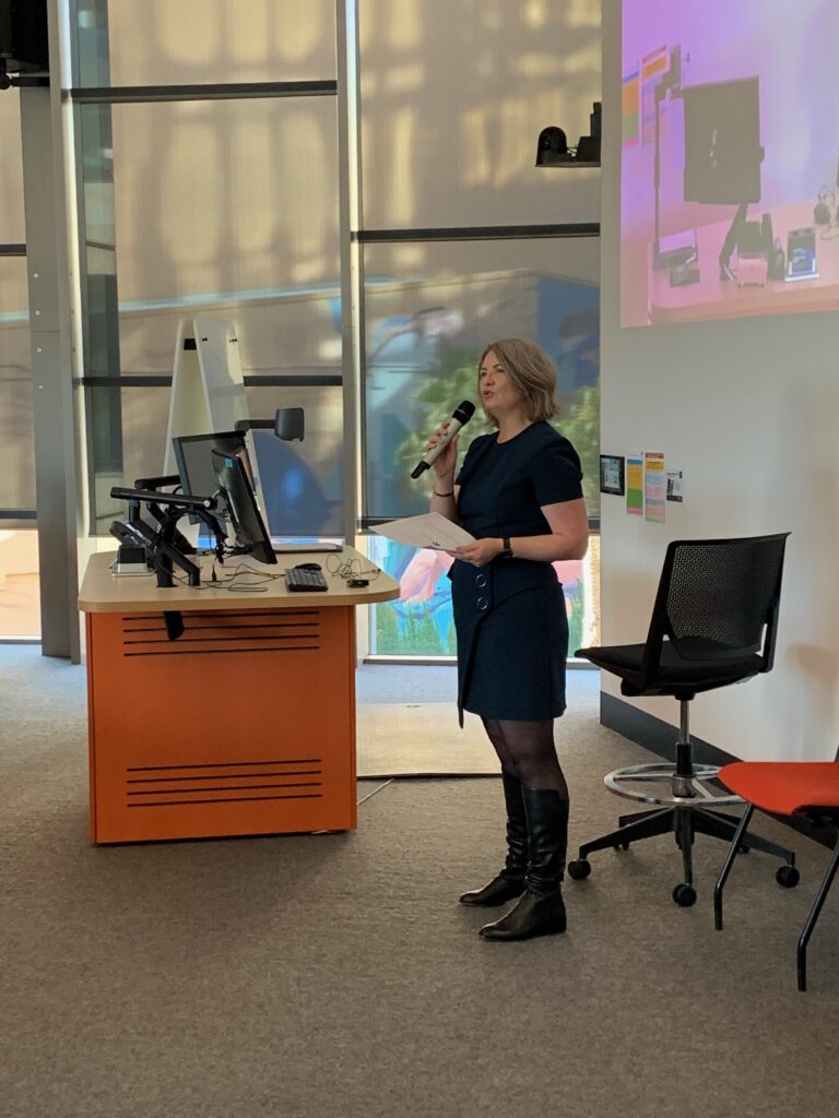 Professor Coleborne addressing a Fourth Year Social Work Conference in 2021.